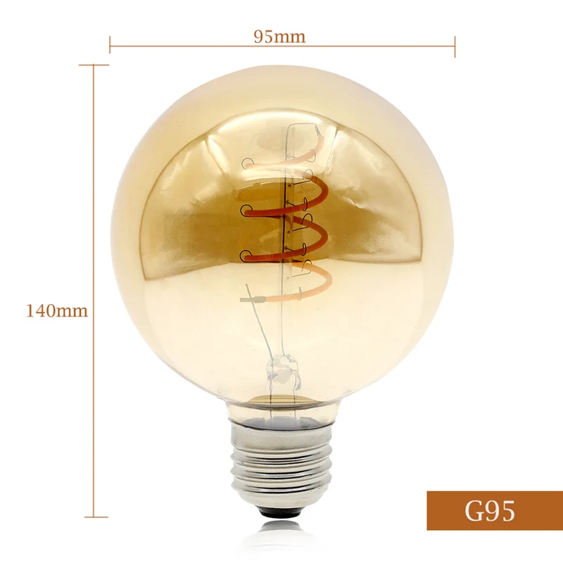 G95 Новинка Светодиодный светильник AC220V 4 Вт E27 ST64 G95 Love Heart спиральная лампа накаливания Edison лампа ретро декоративный светильник ing - Испускаемый цвет: G95