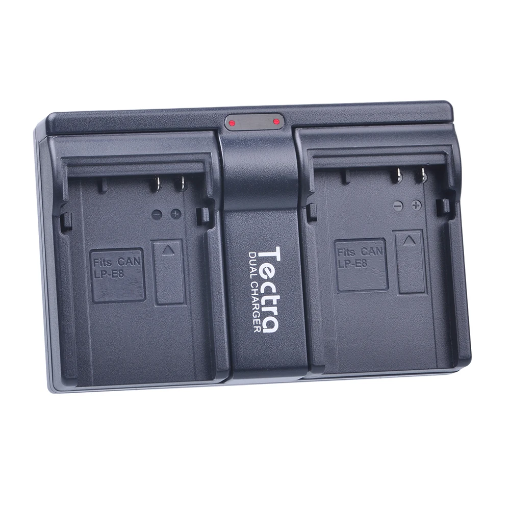 Tectra 2 шт. USB канальное зарядное устройство для Canon LP E8 LPE8 EOS 550D 600D 650D 700D Kiss X4 X5 X6i