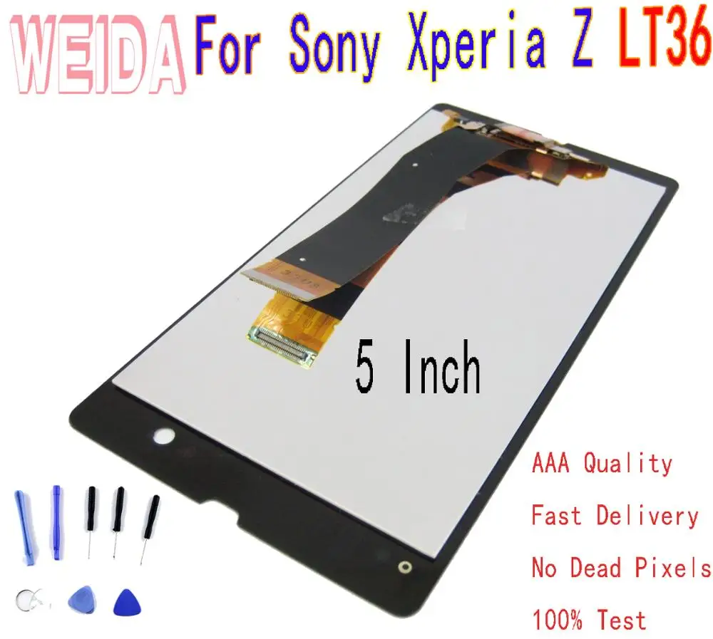 ЖК дисплей WEIDA 5 дюймов для Sony Xperia Z LT36 LT36i C6602 C6603 сенсорный экран с дигитайзером в