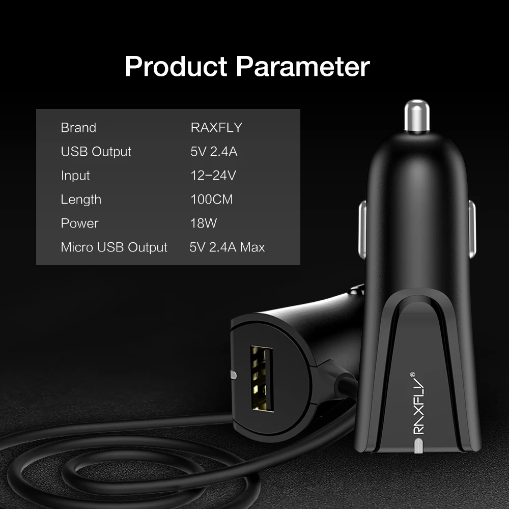 Автомобильное зарядное устройство RAXFLY USB Micro Lighting кабель для iPhone XS Max Samsung Tablet