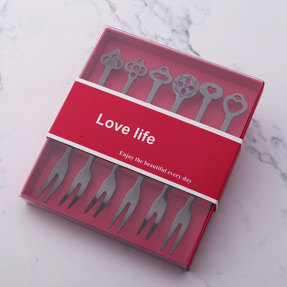 6pcs/set Stainless Steel Fruit Forks Salad Dessert Cake Fork Kitchen Tableware Tool Hotel Restaurant Flatware Supplies | Дом и сад