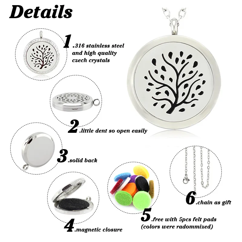 Цепь в качестве подарка! Магнитная подвеска-медальон с запахотерапевтическим локтем 316L из нержавеющей стали на шею с диффузором ароматического масла.