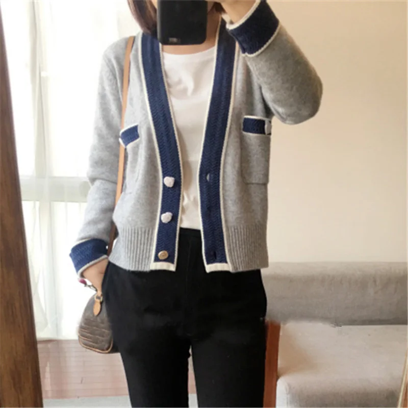 Женский кашемировый свитер BARESKIY2019 короткий эластичный серого цвета с