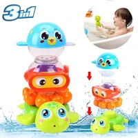 lovely cartoon stacking cups baby bath toy early education toy stack tackable sea animal water squirters bathtub playset