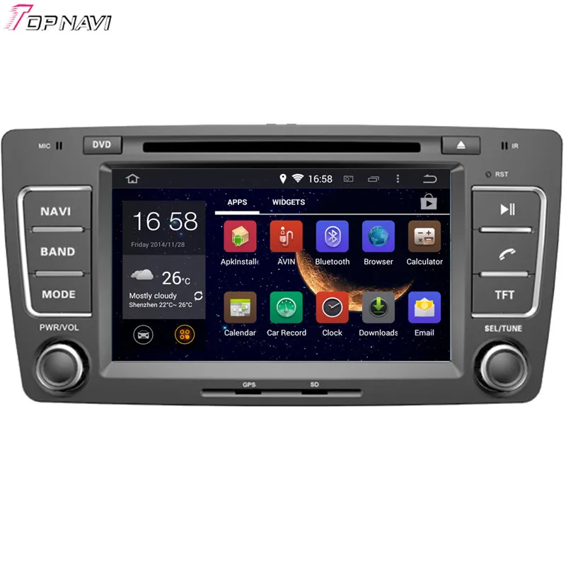 Topnavi 7 ''четырехъядерный Android 6 0 Автомобильный DVD проигрыватель для SKODA OCTAVIA 2013