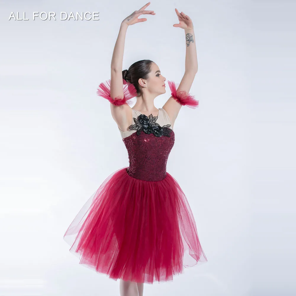 Burgundy Sequin Lace Top Bodice Romantic Ballet Tutu Girl &amp Women Stage Performance Ballerina Dance 19334 | Тематическая одежда