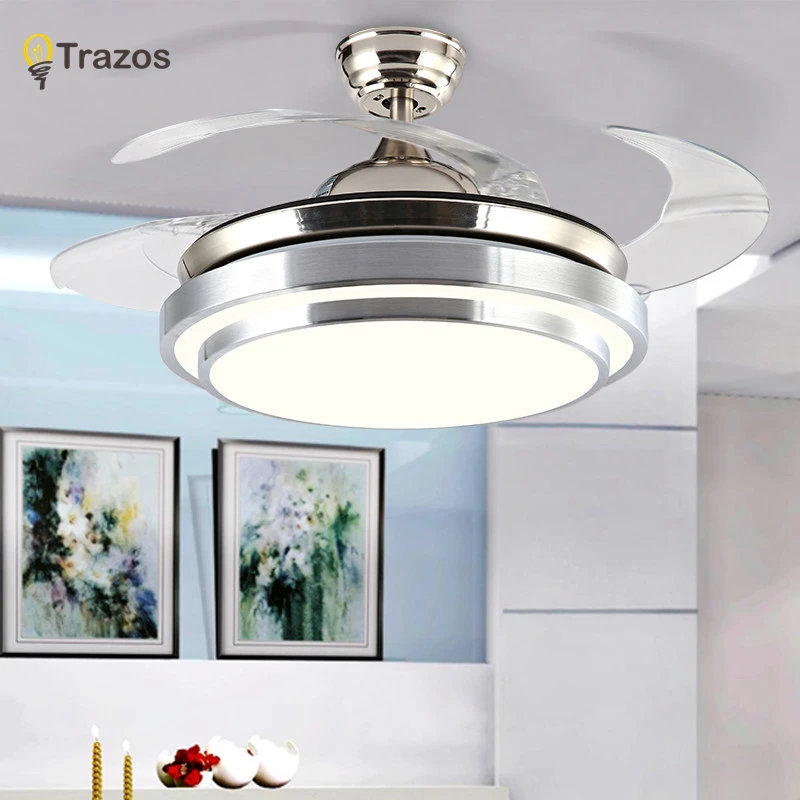 Trazos Невидимый потолочный вентилятор с лампами для гостиной Ventilador de techo 42 дюймов лезвие дистанционного светодиодный потолочный вентилятор 110 В 220 В