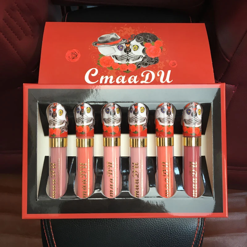 CMAADU новый бренд водостойкая металлическая жидкая губная помада наборы 6 шт