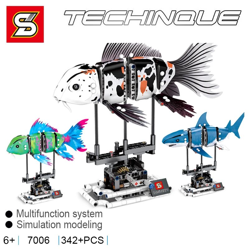 Sembo 7006 Творческий 20089 20090 20091 20092 игрушки Сделай Сам форма рыбы из конструкторных