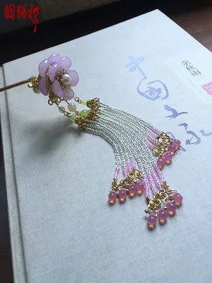 Зеленая палочка для волос из кроличьего меха tassel Hanfu костюм аксессуары серьги