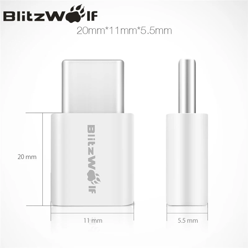 Адаптер Micro USB BlitzWolf переходник типа C Папа мама для мобильных телефонов Xiaomi 2