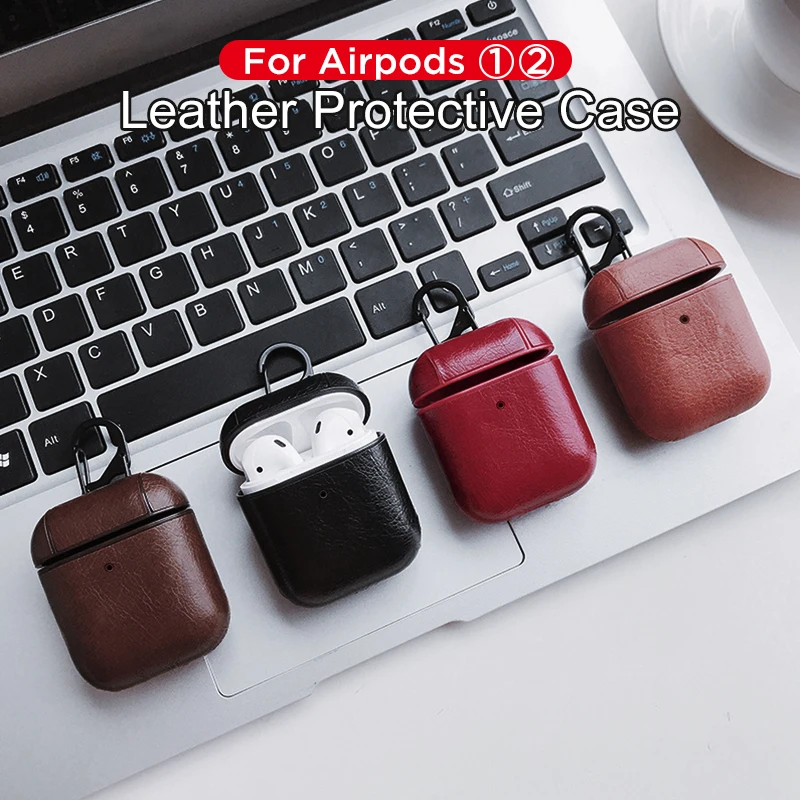 Роскошный кожаный чехол для Apple Airpods Bluetooth аксессуары наушников 1 2 | Электроника