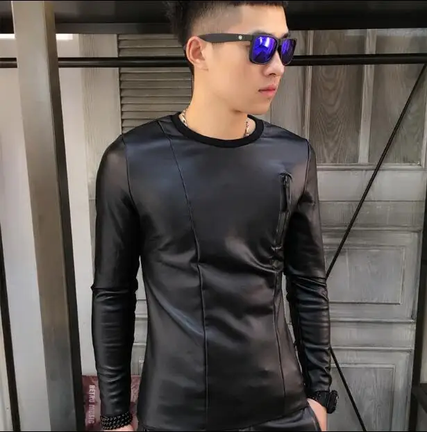 S ~ 5XL! Новая мужская модная бархатная Утепленная зимняя футболка с длинным