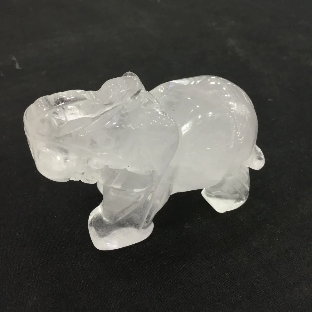 

3 inch Natural quartz crystal stone amimal figurines carved clear quartz crystal elephant statue