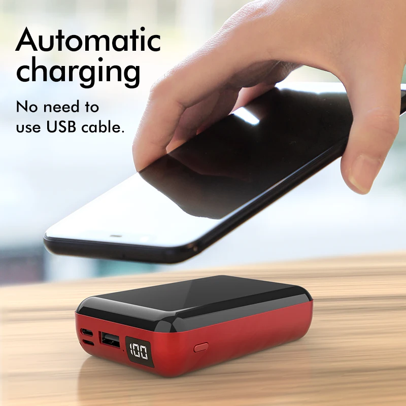 LINGCHEN 10000 мАч Мини Беспроводная Быстрая зарядка Power Bank PD 3 0 LED для iPhone Xiaomi Huawei