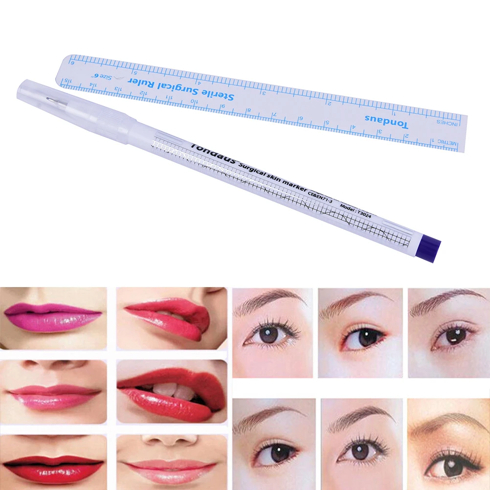 

1Set Professional Surgical Skin Marker Pen and a ruler Scribe Tool for Tattoo Piercing Permanent Makeup