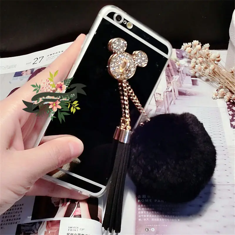 Чехол для Samsung S7 edge S8 S9 Plus Note5 Note8 Note9 роскошный мягкий зеркальный чехол с меховым