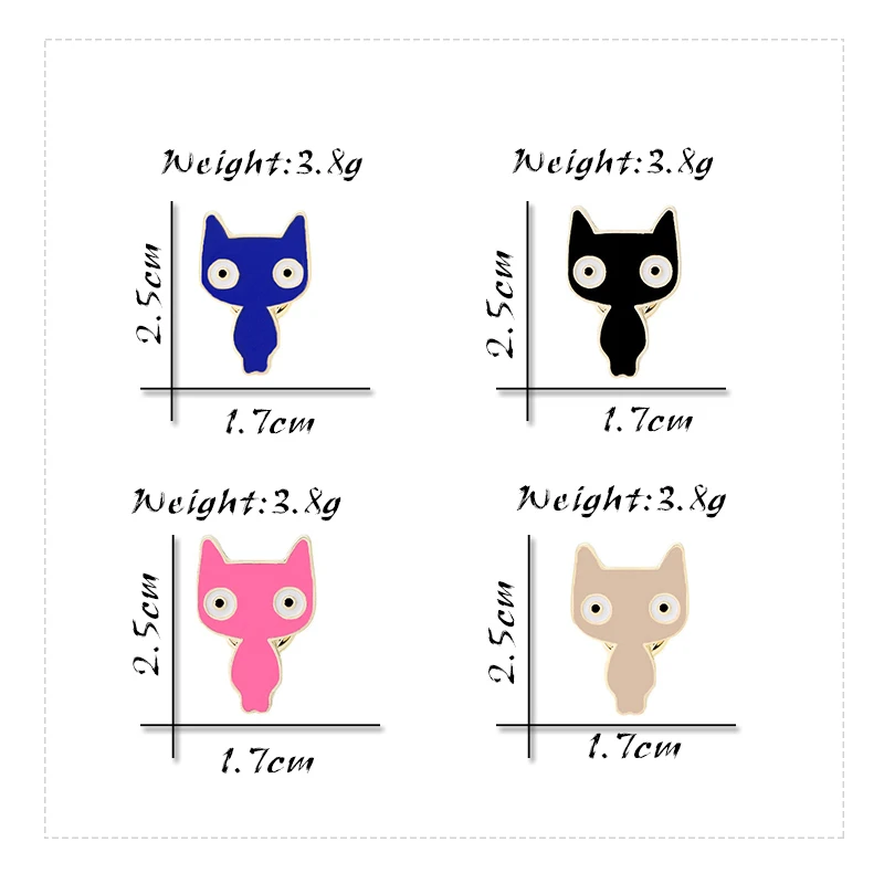 Милая брошь в виде кота из мультфильма 4 цвета эмалированные булавки с животными