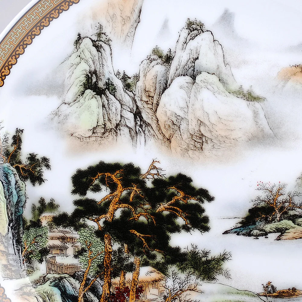 Цзиндэчжэнь Керамика Пастель Пейзаж Живопись Пластины Речной Воды Декоративная