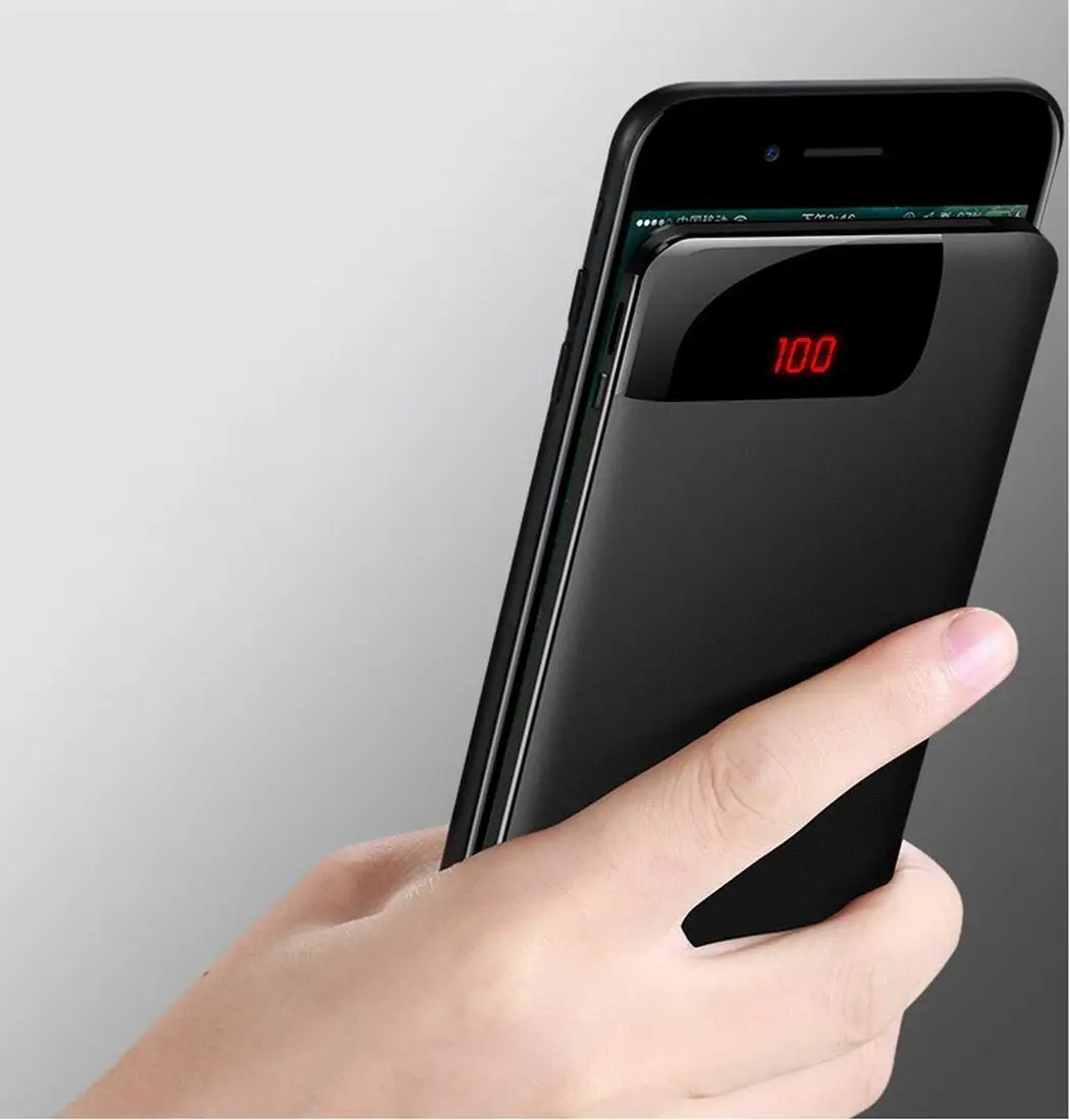 Большой объем тонкий внешний аккумулятор встроенный V8 кабель Мобильная мощность