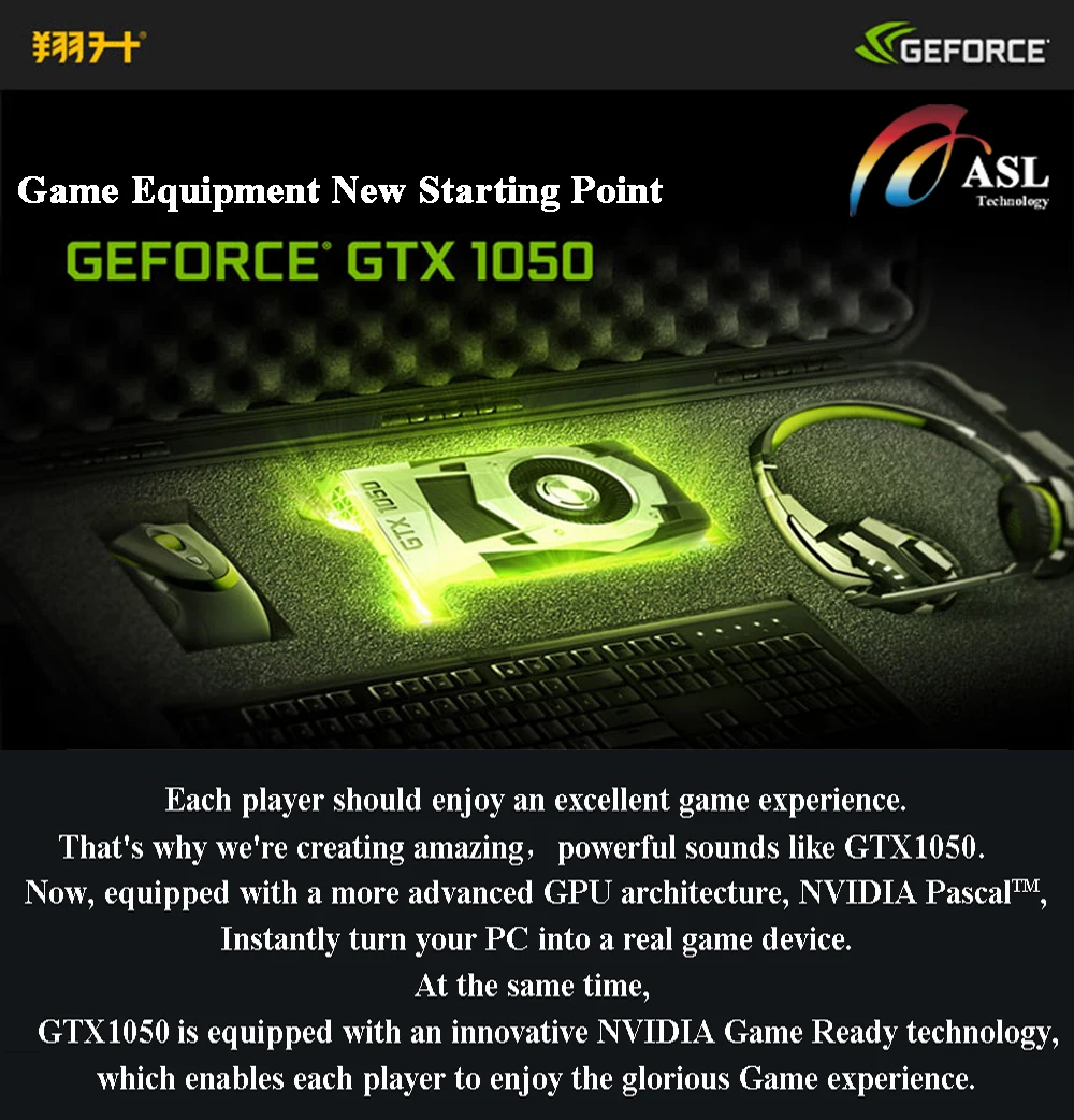 ASL Графика карта GeForce GTX1050 Warhawk 2 ГБ GDDR5 128bit NVIDIA 7008 мГц 1354 1455 DirectX 12 14nm видео для