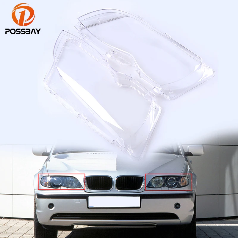 

POSSBAY Car Headlamp Clear Lens Kit Replacement for BMW 3-Series E46 Wagon 2001-2006 Facelift Headlight Lenses Cover