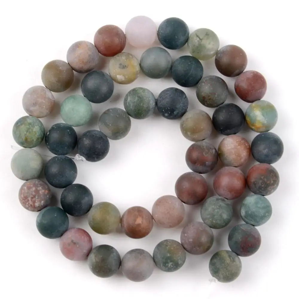 Matte India Agate Бусины из натурального камня Круглые микс тусклые полированные Агаты бусины из яшмы свободные бусины для изготовления ювелирных изделий 4-10 мм Diy браслет 15" - Цвет: Matte India Agate