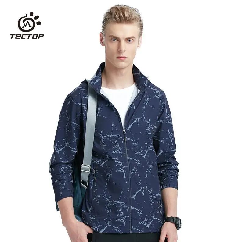 Men Navy blue Модное камуфляжное пальто для мужчин wo мужские тонкие эластичные солнцезащитные водонепроницаемые летние дышащие уличные пальто тонкие повседневные куртки - Цвет: Men Navy blue