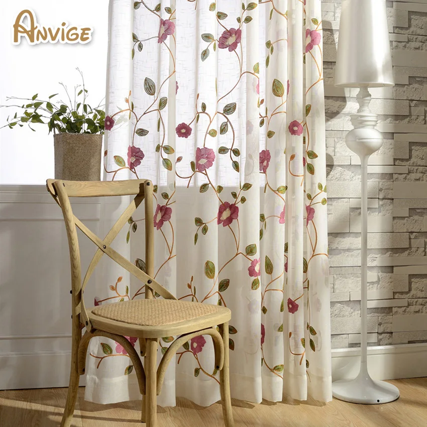 Лен/хлопок вышитые прозрачные Занавески 2 цвета Тюль окна скрининг для спальни