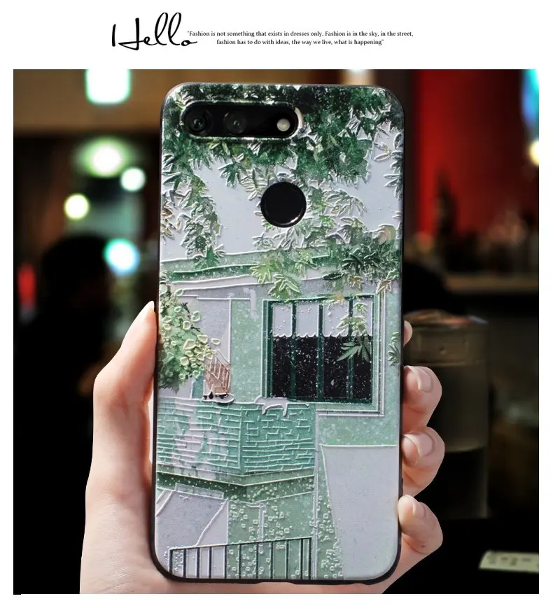Чехол с тиснением Honor20 Green Street leaf cat для huawei HONOR 20 PRO, V20, 20i, Honor 10, V10, 10 lite, 8x чехол
