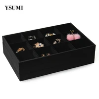 ysumi black pu leather and velvet 12 grids jewelry display stand pallet necklace tray bracelet rings bracelet jewelry organizer