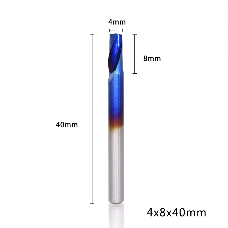 4x8x40L XCAN 1 шт. 4 мм хвостовик 8-32 мм длина резки одинарная Флейта концевая мельница с нано синим покрытием 1 флейта фреза Карбид ЧПУ Биты - Длина режущей кромки: 4x8x40L
