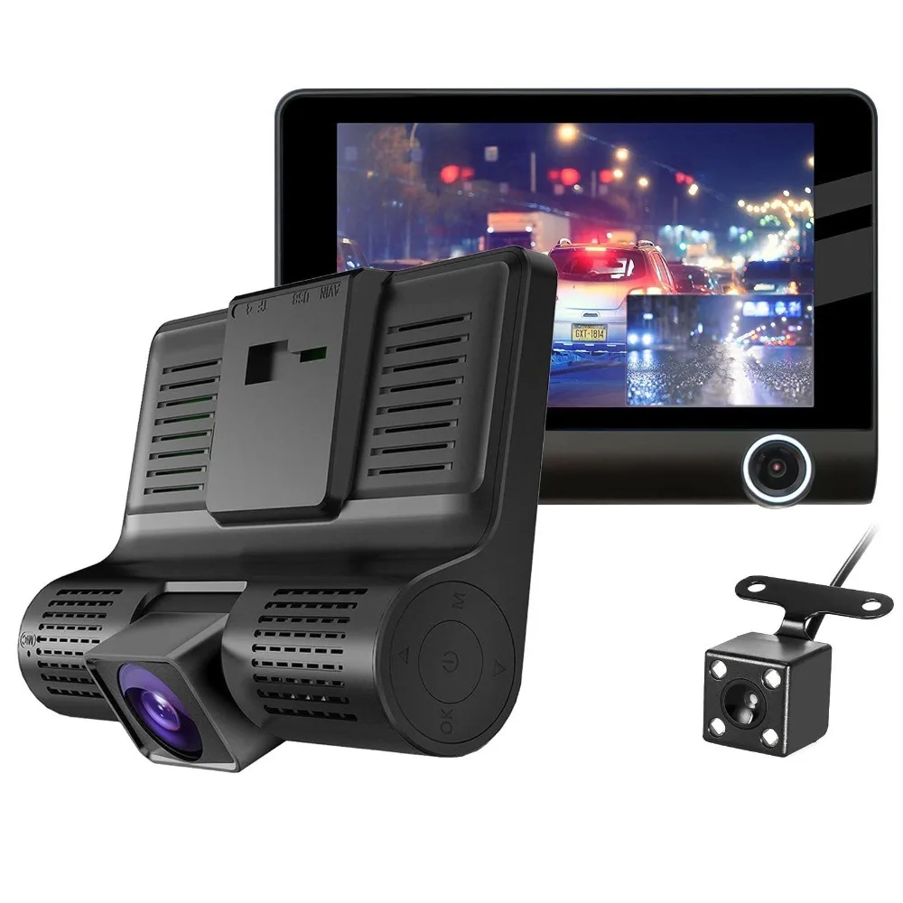 Автомобильный видеорегистратор с двумя объективами HD 1080P 4 0 дюйма ЖК экран ночное