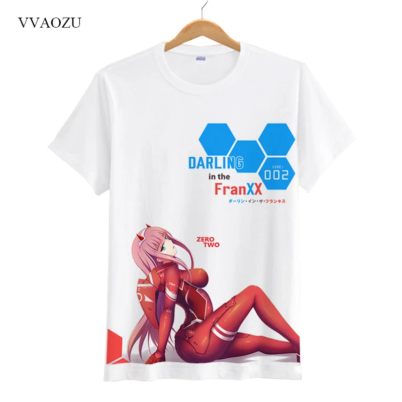 Футболка для косплея аниме Zero Two Darling in the FRANXX топы с коротким рукавом унисекс