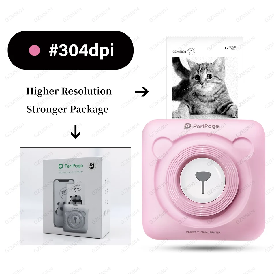 304 dpi Портативный Карманный фотопринтер мини мобильный термопринтер для печати этикеток для Android iOS phone Windows детская живопись - Цвет: 304dpi Pink Printer