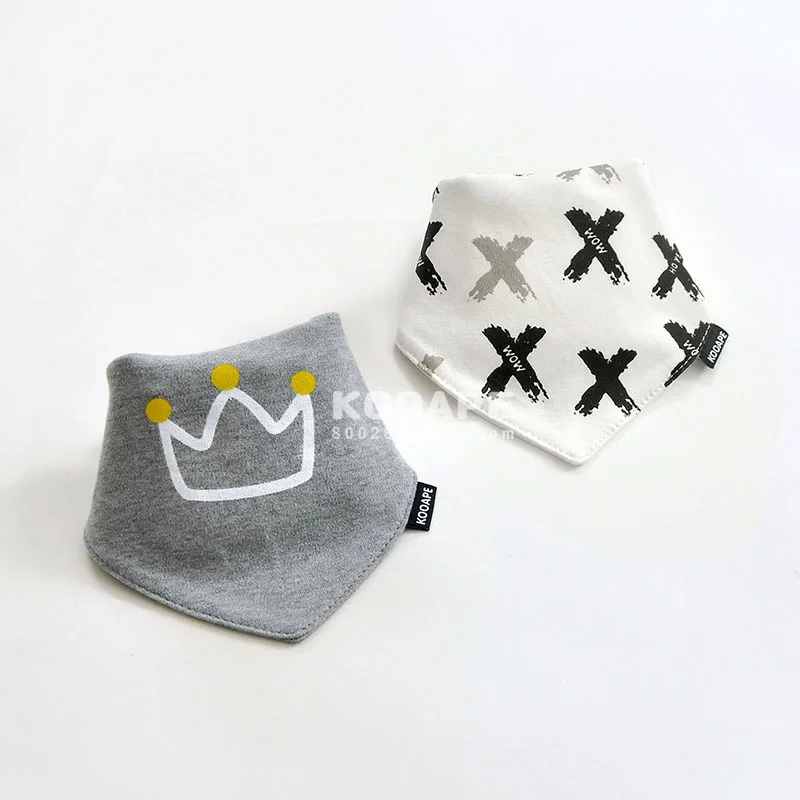 Gray Crown White 2 шт./лот, фирменные хлопковые нагрудники для новорожденных мальчиков и девочек, детские повязки нагрудники, шарф, детский слюнявчик широкий для младенца, детский шарф - Цвет: Gray Crown White
