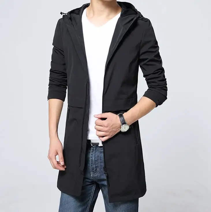 L-5XL HOT Spring Men's New Fashion The hooded windbreaker long thin cape coat