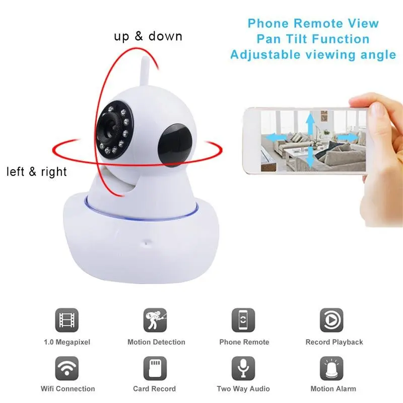 Беспроводная IP-камера видеонаблюдения с ИК-подсветкой 720P | Безопасность и защита