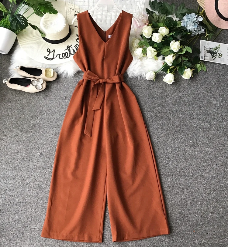 Женский комбинезон ALPHALMODA однотонный длиной до щиколотки с треугольным вырезом и