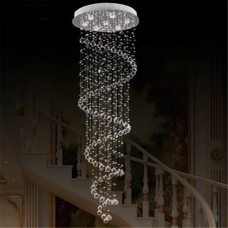 安い K9 クリスタルランプ階段ランプ階段ライトペンダントライトスパイラルクリスタルペンダントランプリビングルームライト階段照明器具 ZCL