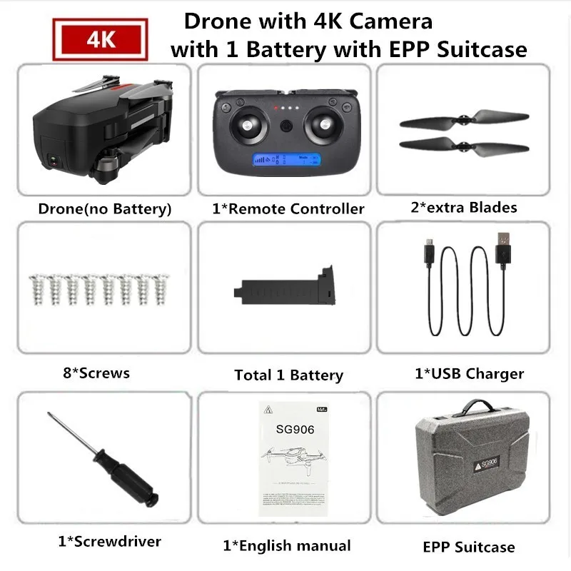 EPP Box 1 Battery X193 gps Дрон с камерой 4K бесщеточный контроль жестов селфи складной Квадрокоптер 20 минут время полета Дрон Vs SJRC F11 - Цвет: EPP Box 1 Battery