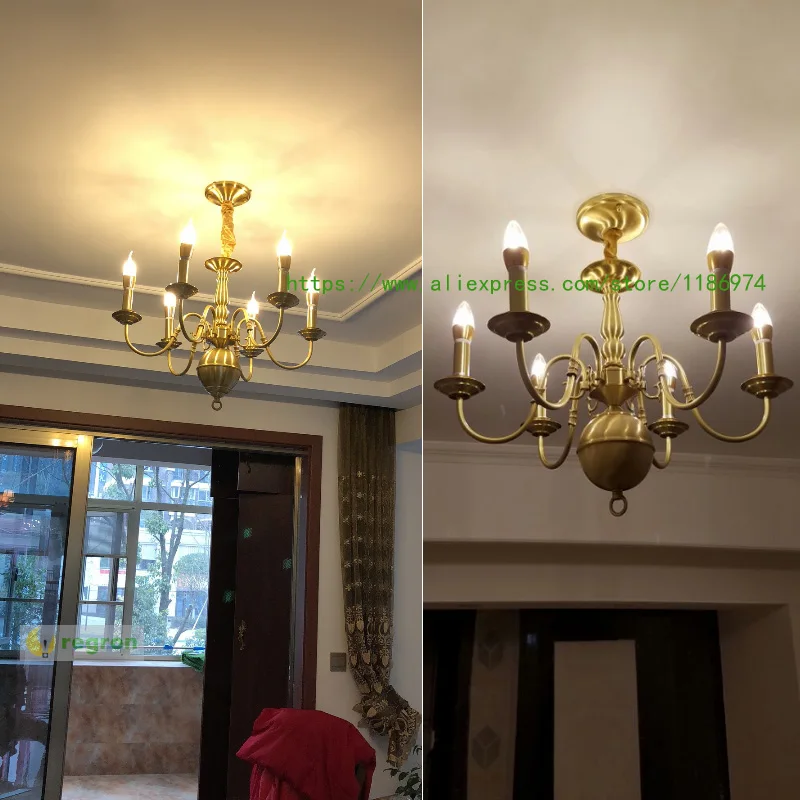 Европейский упрощенный медный светильник в американском стиле кантри свеча