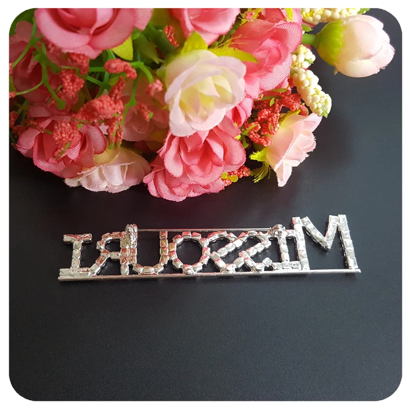 USA States Theme Gift Bling Rhinestone &quotMISSOURI&quot State Word Pin Crystal Brooch Jewelry | Украшения и аксессуары