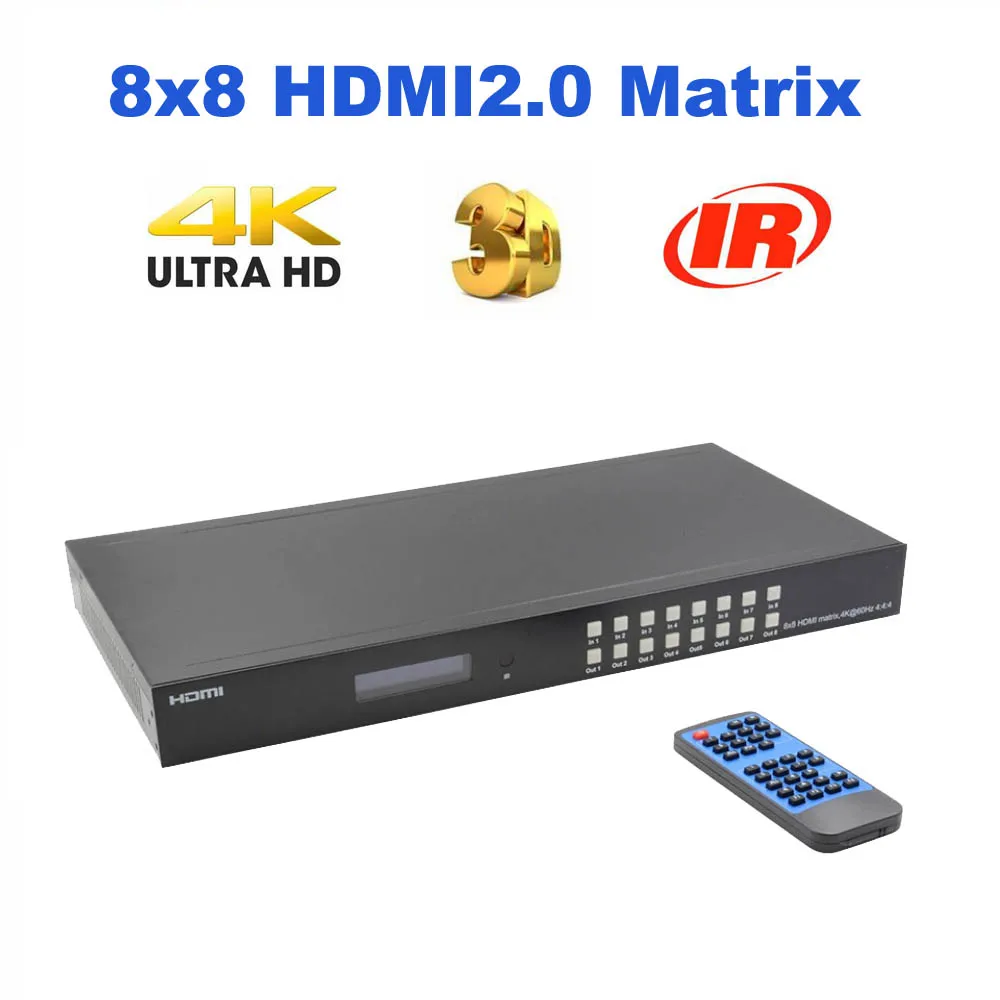 PUZHIJIE HDMI2.0 8X8 HDMI матрица 4K2K 60 Гц YUV4:4:4 18 Гбит/с Поддержка HDCP 2 1 4 HDR IR пульт