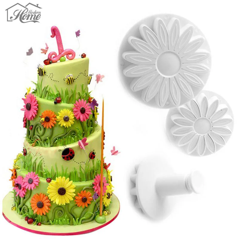 3 шт./компл. Подсолнух цветок маргаритки помадка торт печенья Плунжер резак