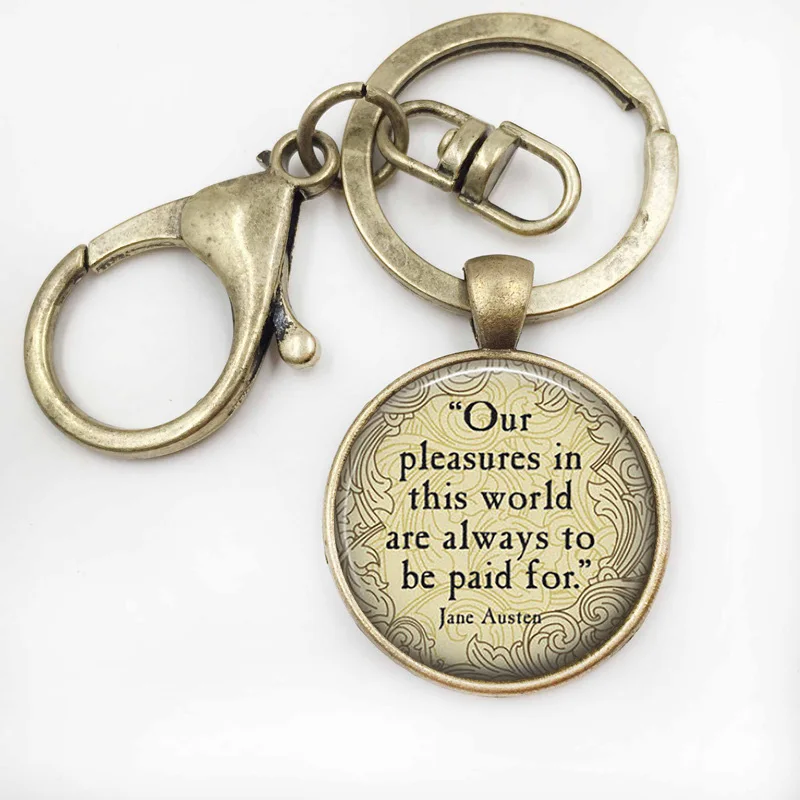 PRIDE AND Precision Quote key ring-Джейн Остин-наши удовольствия в этом мире... Романтическая