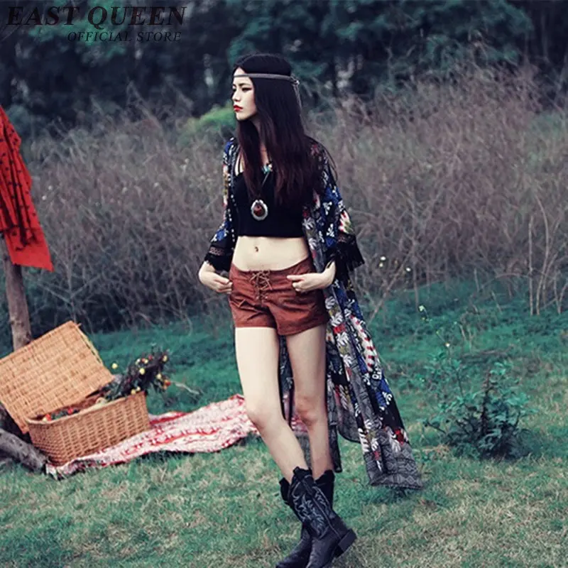 Женская летняя пляжная блузка длинное кимоно с принтом в виде племена 2018|cardigan