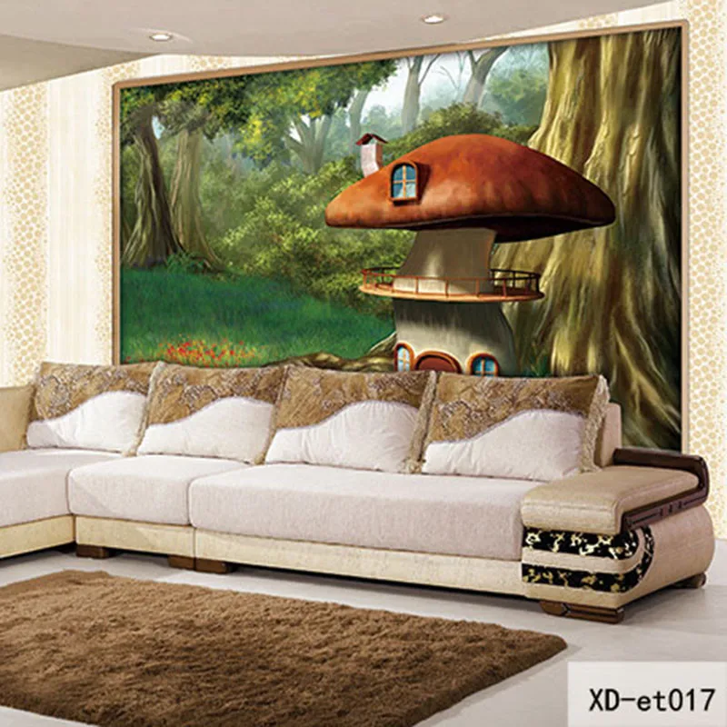 Custom DIY Fabric &amp Textile Wallcoverings For Walls Matt Silk Fantasy Wallpaper Kids' Room 3D Wall murals Forest Cartoon Top |