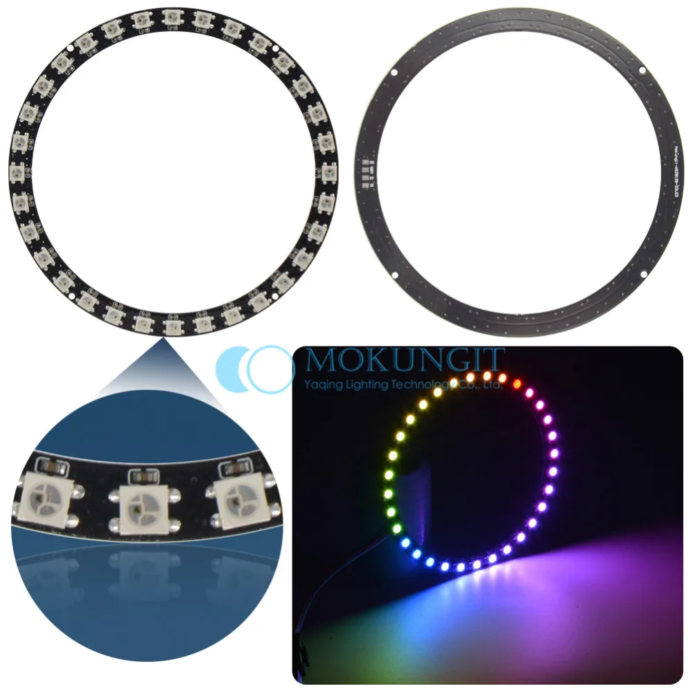 Mokungit WS2812B кольцо 1 8 12 лет 16 24 32 93 241 SK6812 бит 4 Кольцо RGB светодиодный 5050 встроенный dmx
