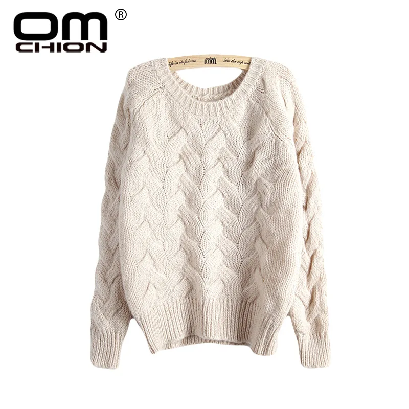 OMCHION Pull Femme Winter 2018 Autumn O Neck Oversized Knitted Mohair Sweater Women Long Sleeve Twist Slim Korean Pullover LS24 | Женская